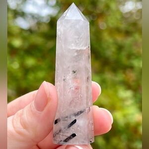 Black Tourmaline in Quartz Crystal Tower